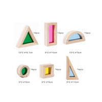 24 Pieces Blocks with Acrylic Inserts Child-Led Translucent Building Blocks Toy Natural Wood Open-Ended for Preschoolers