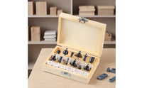 12 Pieces Router Bit Set with Wooden Storage Case Organized Router Bit Set with Wooden Case Smooth Tool for Site