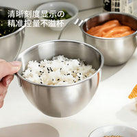 日式304不锈钢料理碗沙拉碗打蛋碗厨房带手柄专用调料和面刻度碗