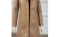 Faux-Leather Doll Coat with Pants Miniature Doll Jacket and Pants Set Hook-and-Loop Fasteners Apparel Elastic for Dress-up Play