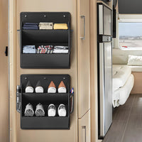 RV Double-Layer Door Shoe Rack Wall-Mounted with Hooks