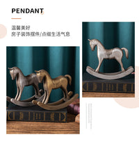 Wooden Rocking Horse Figurine, Vintage European Style, Distressed Finish, Home Decor