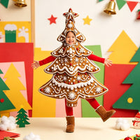 Gingerbread Tree Costume Cute Christmas Tree Costume Creative Apparel for Holiday Photoshoots, Stage Performances