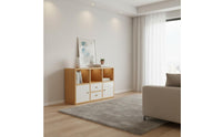Solid Wood Core Floor Standing Bookshelf Deepened Shelves Freestanding Display Shelf Stable Splayed Legs Modular Cube Organizer Modular Combination for Entryway