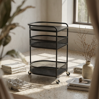 Mini Mobile Decorative Table with Wheels Rolling Side Table Space Saving