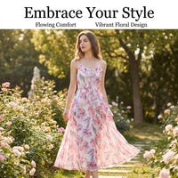 Maxi Dresses for Women Plus Size with Long Sleeve Cardigan, Floral Print Summer Dress Two Piece Set, Polyester Beach Wear