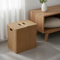Rattan Storage Box Double Flipaccessible Woven Storage Bin Built-in Handles