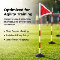 Football Cones, 1.5m Sports Cones with Flag, Sturdy Synthetic Material Agility Marker Cone for, School Sports Days