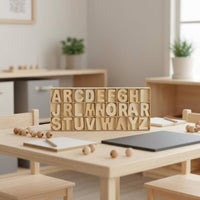 Wooden Alphabet Letter Set Craft Wood Letters with Tray for Home Decor, Crafters