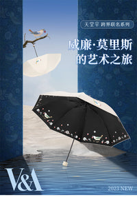 天堂伞VA博物馆联名款黑胶防晒防紫外线遮太阳伞便携折叠晴雨伞女 2#山樱粉