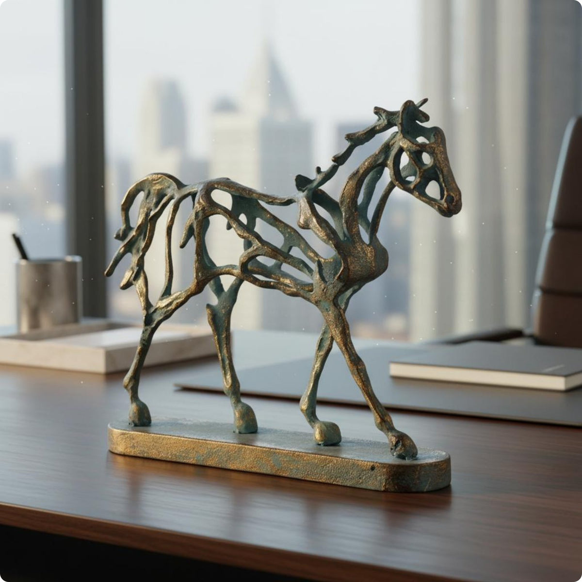 Hollow Metal Horse Statue Industrial Design Home Decor Exquisite Craftsmanship