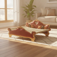 Cat Scratching Bed Retro-Style Cat Sofa with Scratcher Upholstered Scratching Pad for Cats, Kittens, Living Room