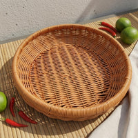 Round Woven Basket Open Top Rattan-Style Basket Sturdy