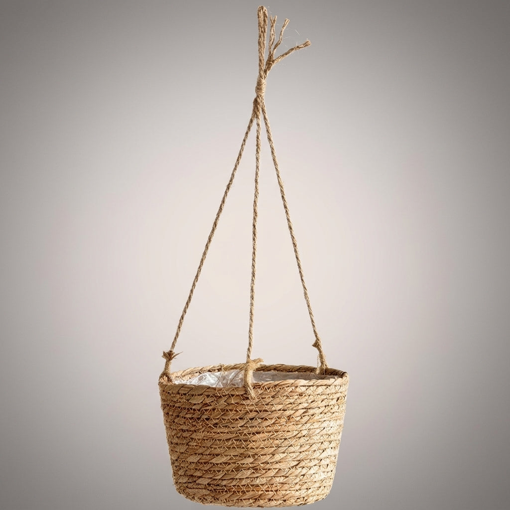 Home Decoration Plant Pots for Indoor Plants, Handwoven Seagrass Woven Hanging Basket with Jute Rope, Indoor Plant Pot, Plant Basket Gift Idea