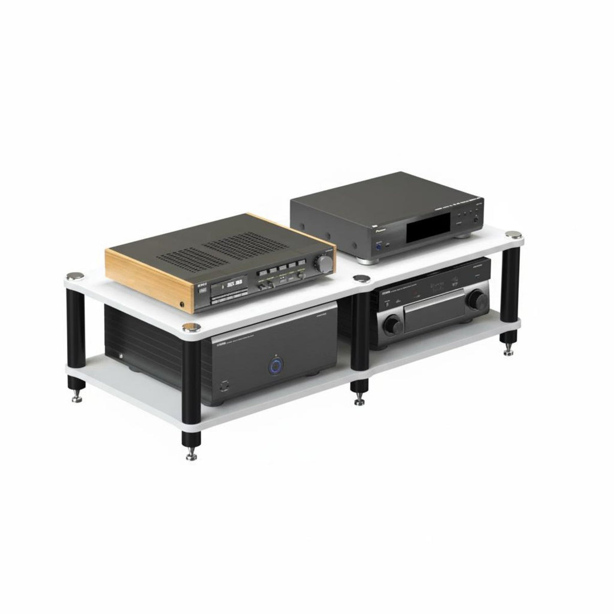 Power Amplifier Stand Heavy Duty Construction AV Equipment Rack Stable Structure Multi-Tier AV Stand for Audiophiles