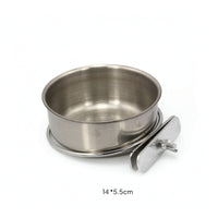 Stainless Steel Dog Bowl with Mounting Bracket Hanging Cage Bowl with Clamp Rust-Resistant Metal Feeder Dish Easy to Install for Dogs, Birds, Small Pets, Bird Cages