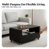 2-Tier Rolling Side Table With Casters Mobile Storage Space-Saving Multi-Functional for Homeowners, Living Room, Bedroom