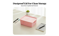 Lidded Woven-Pattern Box adaptable Storage Container Decorative for Students