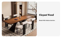 Multi-Purpose Solid Wood Dining Table Sturdy Construction Wooden Dining Table Artistic Design Heavy Duty for Apartment Dwellers, Homeowners, Design Enthusiasts, Living Room, Office