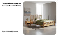 Solid Wood Bed Modern Minimalist Design Traditional Spindle Design Bed Sturdy Construction for Couples, Homeowners, Homestay, Guest Room, Apartment
