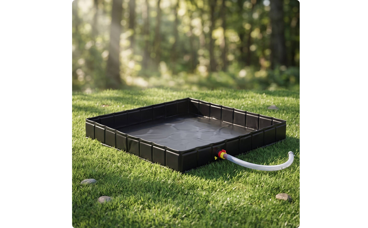 Shower Pan with Drain Hose Foldable Shower Pan Saving Water Collection Basin for  , Rv Journeyers, Camping, Tents