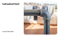 Thickened Tubes Single Bar Pipe Rack Heavy-Duty Drying Stand Rust Resistant Clothing Organizer High Load Capacity for Shopkeepers, Apartment Dwellers, Balcony, Market Stall, Retail Shop, Laundry Room