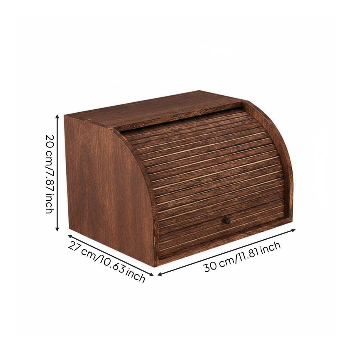 Wooden Desk Storage Cabinet Compact Size Tea Storage Box Curtain-Style Lid for Vanity