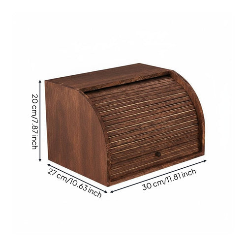 Wooden Desk Storage Cabinet Compact Size Tea Storage Box Curtain-Style Lid for Vanity