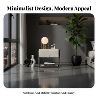 2-Drawer Nightstand Light Luxury Aesthetic Bedside Table Modern Minimalist Design Rounded Corners for Homeowners, Adults