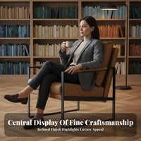 Upholstered Armchair with Metal Frame Light Luxury with Design Cafe Seating Easy to Clean Ergonomic Design for Coffee Shop