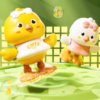 Interactive Wind-up Chick with Bow Novelty Wind-up Chick Toy Cute Jumping Chicken Portable for Toddlers, Party Favors