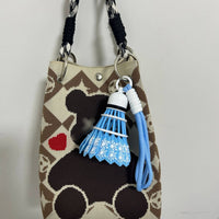 Creative Design Colorful Shuttlecock Bag Accessory Snowflake Pattern Badminton Shuttlecock Keychain for Backpack