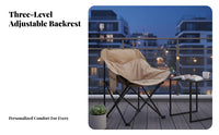 3level Adjustable Highspine Padded Moon Chair Foldable Design Packable Outdoor Chair Lightweight Portable Seating Breathable material for outdoor enthusiasts, Adults, fishermans, Camping, Fishing, al-fresco meal, spineyard