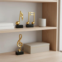 3 Pieces Music Note Statue Resin Music Note Figurine Gold Finish Musical Symbol Figurine for Study