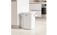 Compact Trash Bin with Wheels Slim Open Top Trash Bin Portable Wastebasket Mobile for Apartment