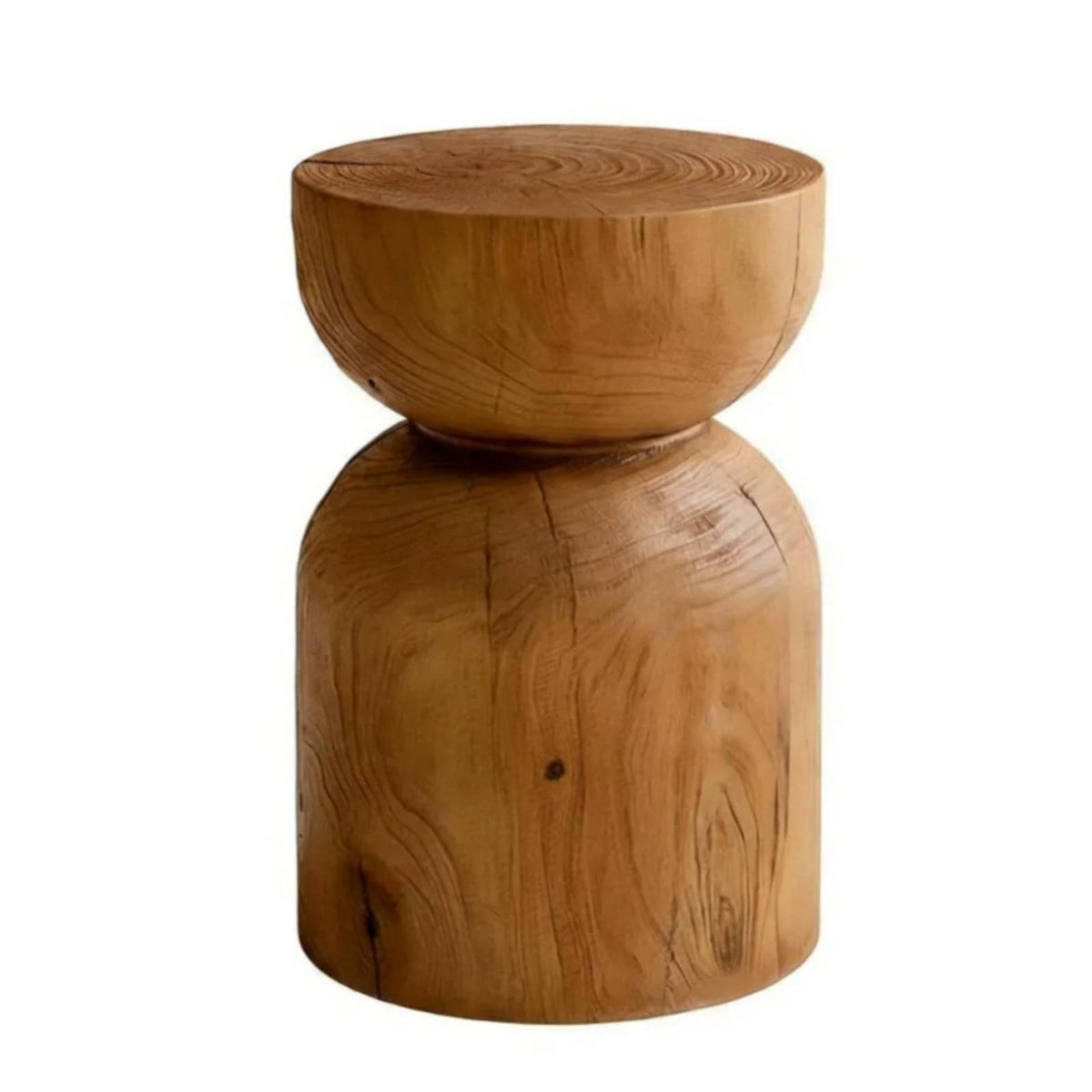 Wabi-Sabi Hardwood End Table, Retro Distressed Tea Table, Creative Base