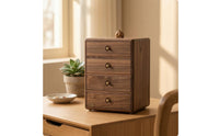 Jewelry Organizer with Drawers 4-Drawer Jewelry Cabinet Wooden Desktop Chest for Dressing Table, Vanity, Desk