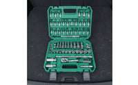 Automotive Tool Kit Chrome-Finished Car Repair Tool Set Portable Socket Wrench Kit with Case for Home Mechanics, Mechanics, Roadside Emergency, Garage