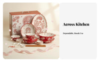 Floral Dinnerware Set, Lace Border, Elegant Domestic Craft, Gift for Housewarming, Wedding