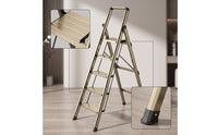 Foldable Step Ladder with Wide Pedal Aluminum Folding Step Ladder Anti-Slip Portable for Homeowners