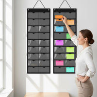 2 Pieces Hanging Index Card Organizer Transparent Pockets Classroom Pocket Chart
