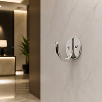 Polished Zinc Alloy Wall Hooks, Single Hook Key Holder, Screw Mount for Coat Hat Robe, 3-5kg Capacity