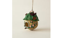 Birdhouse Ornament Resin Hanging Ornament with Cord Hand-Painted Birdhouse with Rope for Gardeners, Porch, Patio, Balcony