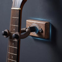 Drillno-Drill Wooden Guitar Wall Hanger Shielding Guitar Wall Mount with Wooden Base Secure Sturdy for Musicians, Home Storage