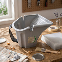 Small Paint Bucket Ridged Edge Handheld Paint Bucket Gray