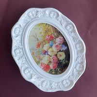法式白色树脂相框雕花照片墙餐厅画框摆件摆台椭圆挂墙客厅组合框