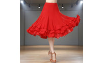 360 Degree Billow Dance Skirt Built-in Lining Latin Dance Practice Skirt for Dancers