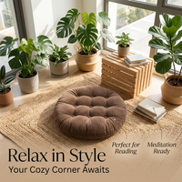 Large Floor Cushion Home Decor, Tufted Breathable Cushion for Floor Seating, Rou #variant:Round 55cm Diameter 8cm Thick