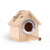 Wooden Birdhouse with Perch Natural Wood Bird Nesting Box Rustic for Yard, Birds
