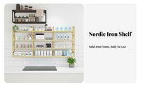 Iron Frame Wall Rack Space Saving Wall Mounted Bookshelf Modern Design Multi-Tier Display Shelf for Living Room, Kitchen, Coffee Shop